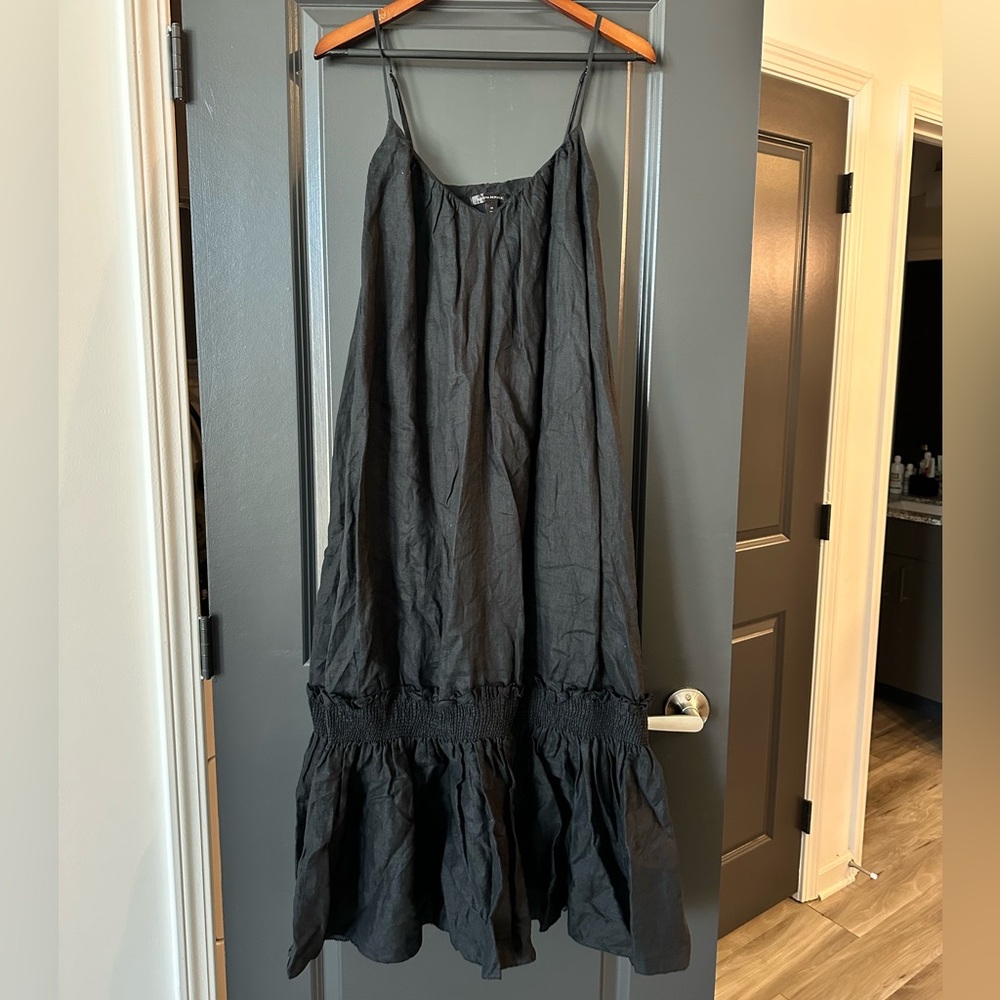 Banana Republic Linen Black Midi Dress